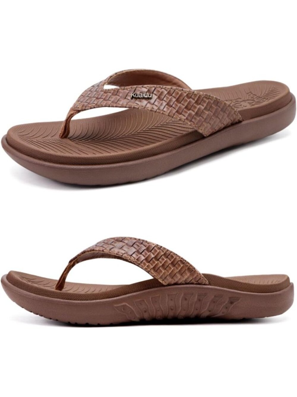 Women's Coffee Brown Arch Support Yoga Mat Thong Slip On Flip Flop Sandal Shoes